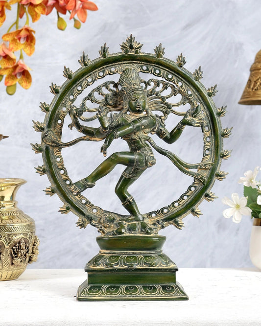 Brassaura® Brass Vintage Nataraja Statue | Height 13.6 Inches