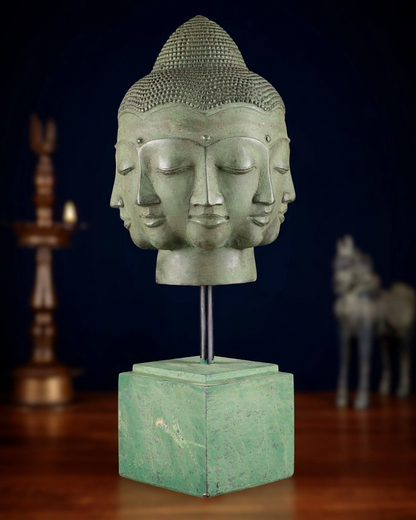 Bronze Standing five Head Bhumisprasa Buddha Statue Weight 1.26 kg & Height 14.5 Inch