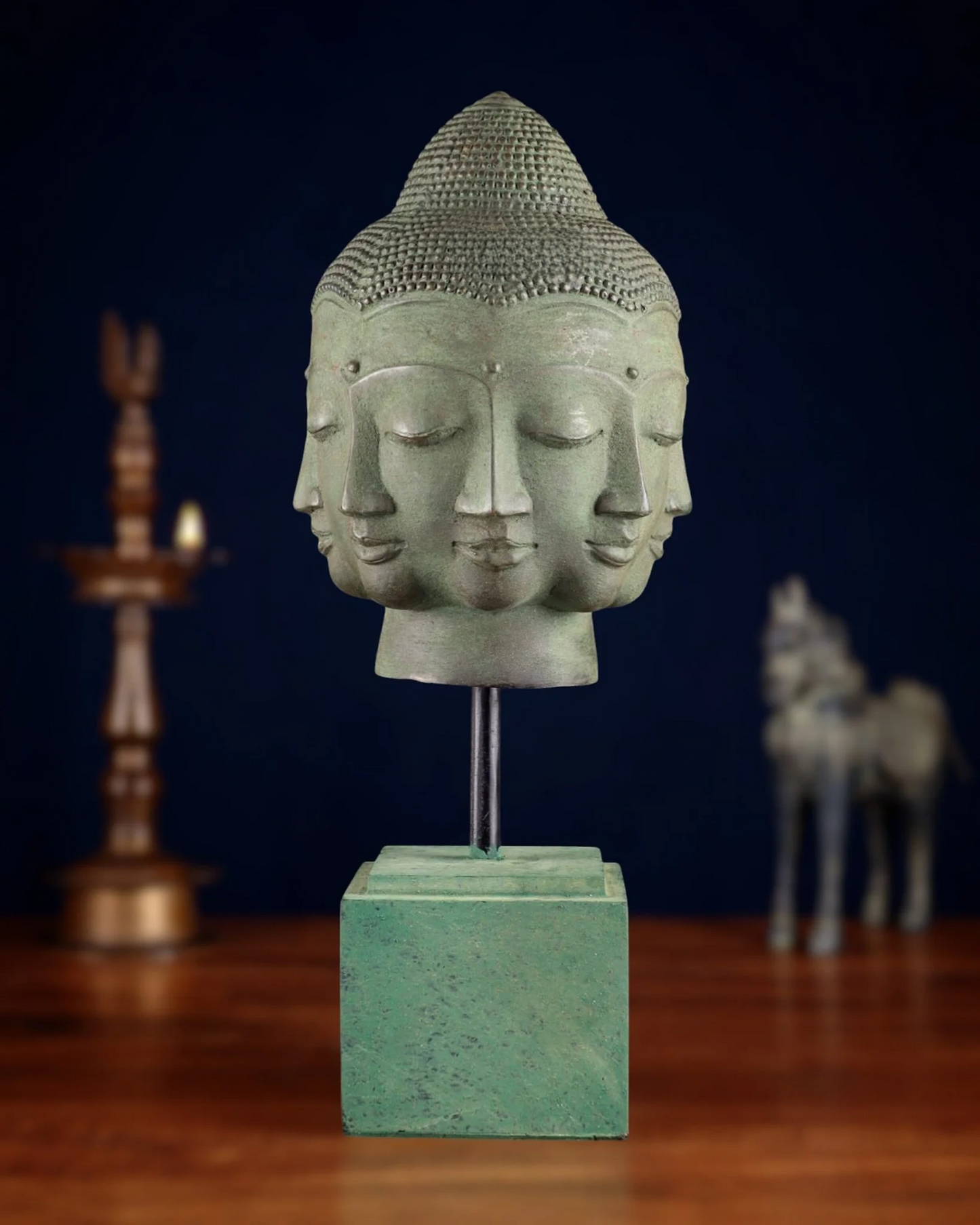 Bronze Standing five Head Bhumisprasa Buddha Statue Weight 1.26 kg & Height 14.5 Inch