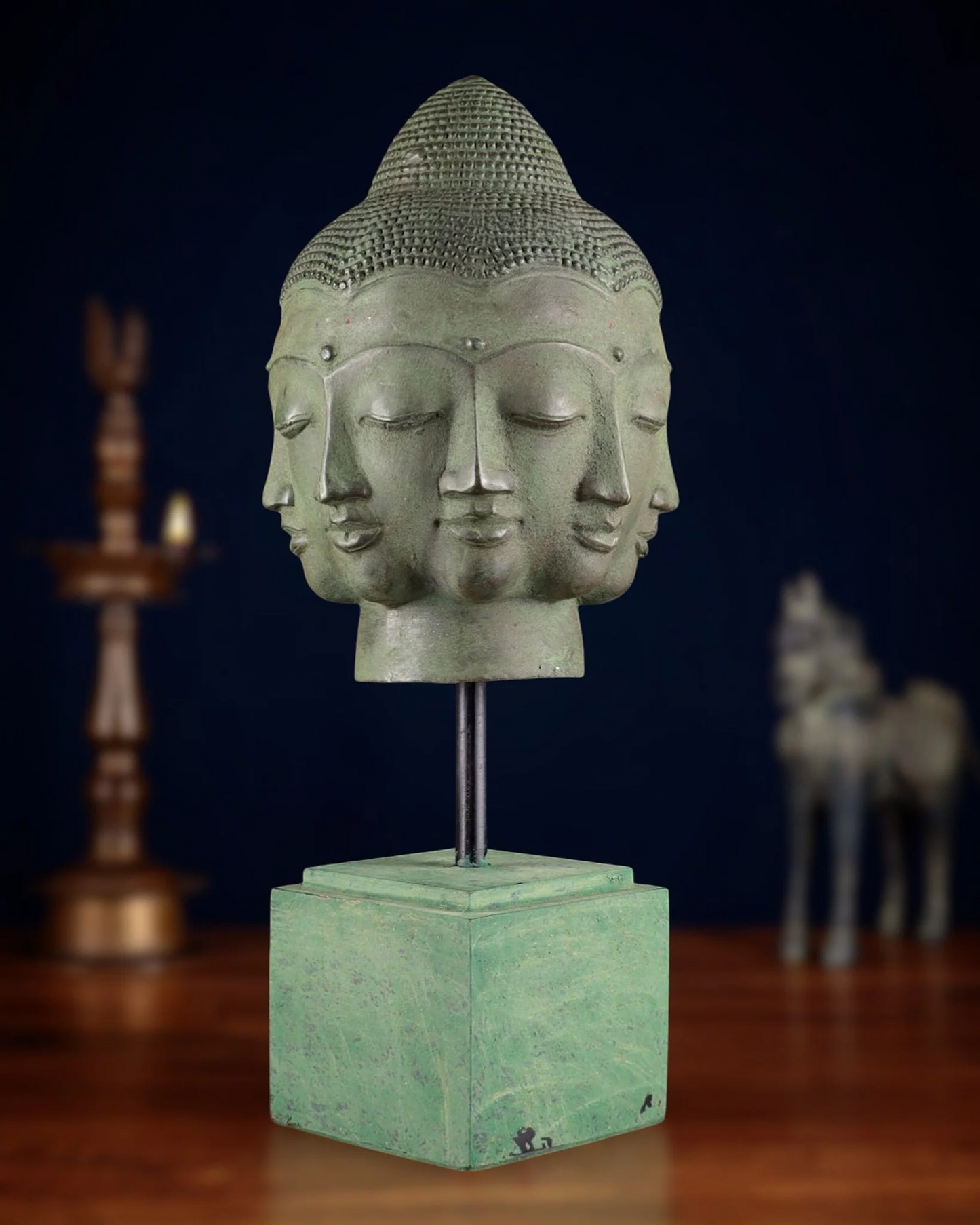 Bronze Standing five Head Bhumisprasa Buddha Statue Weight 1.26 kg & Height 14.5 Inch