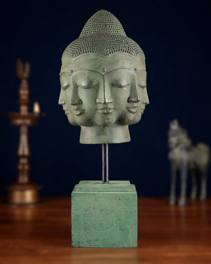 Bronze Standing five Head Bhumisprasa Buddha Statue Weight 1.26 kg & Height 14.5 Inch