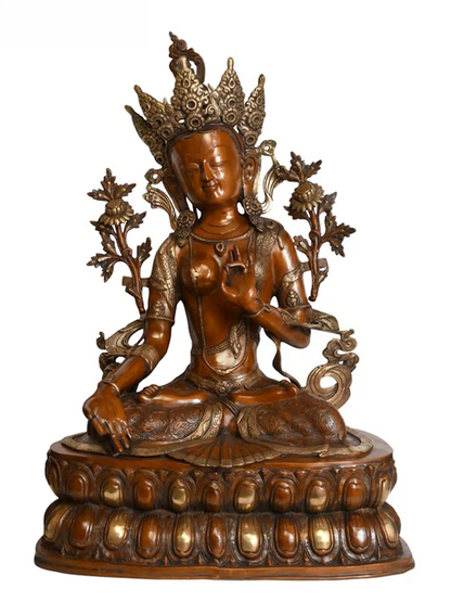 Brassaura® Seated Goddess Tara Brass Statue | Height 34 Inches & Weight 33.30 kgs