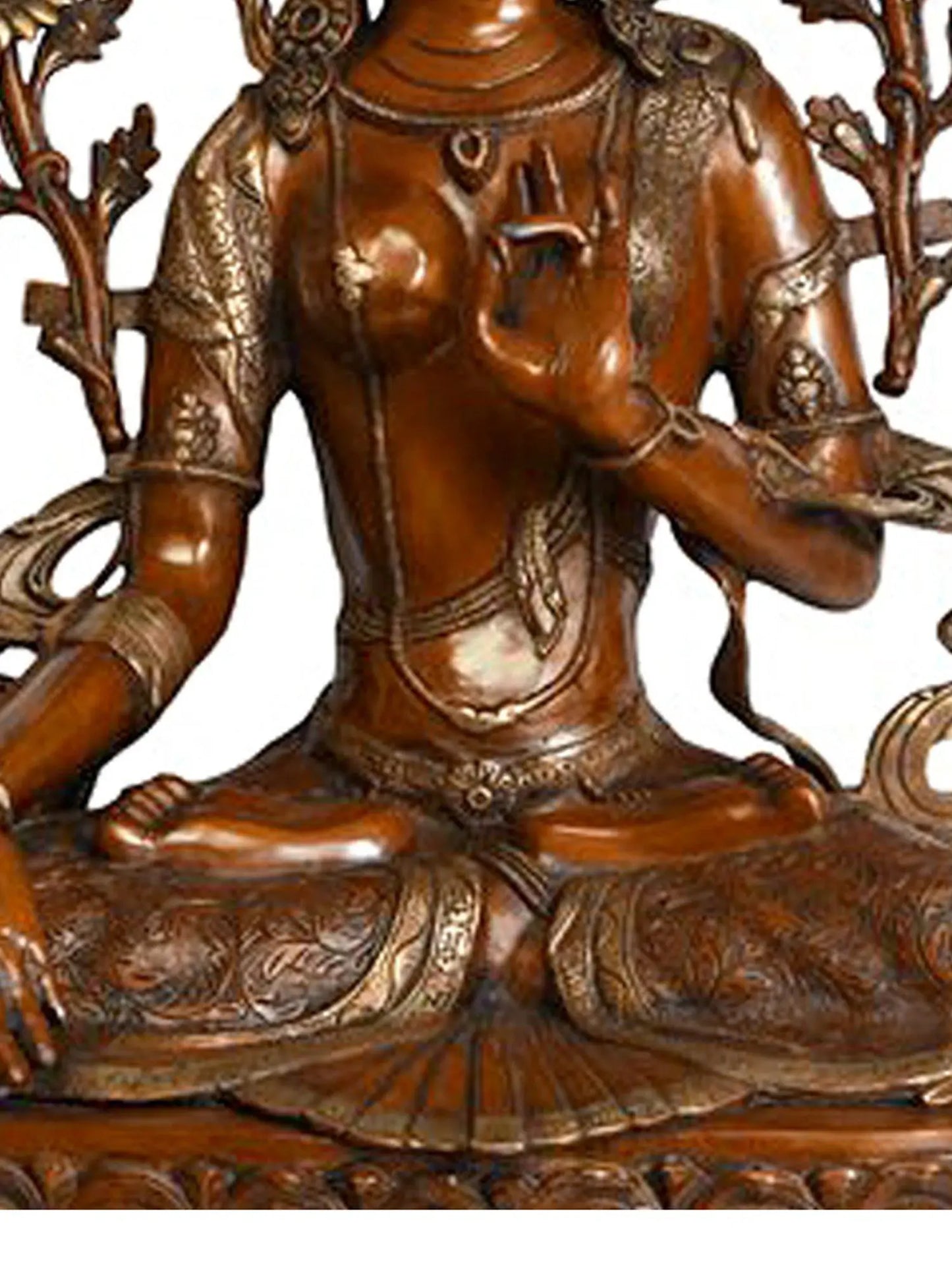 Brassaura® पीतल बैठी तारा देवी प्रतिमा | एंटीक डुअल टोन फिनिश | ऊंचाई 34 इंच और वजन 33.30 किलोग्राम