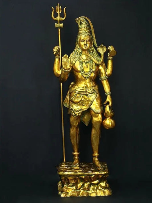 Brassaura® Brass Large Standing Shiva Statue | Height 91 Inches & Weight 186.46 kg