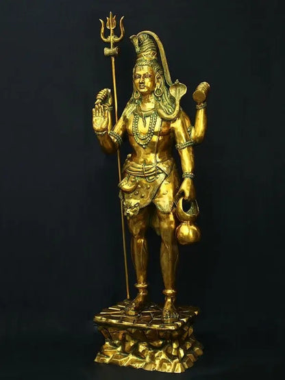 Brassaura® Brass Large Standing Shiva Statue | Height 91 Inches & Weight 186.46 kg