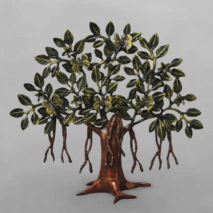 Brassaura® Brass Banyan Tree Sculpture with Green Patina Finish | Handcrafted Decorative Tree Showpiece for Home, Office & Spiritual Décor | Height 13 Inches | Weight 1.94 Kgs