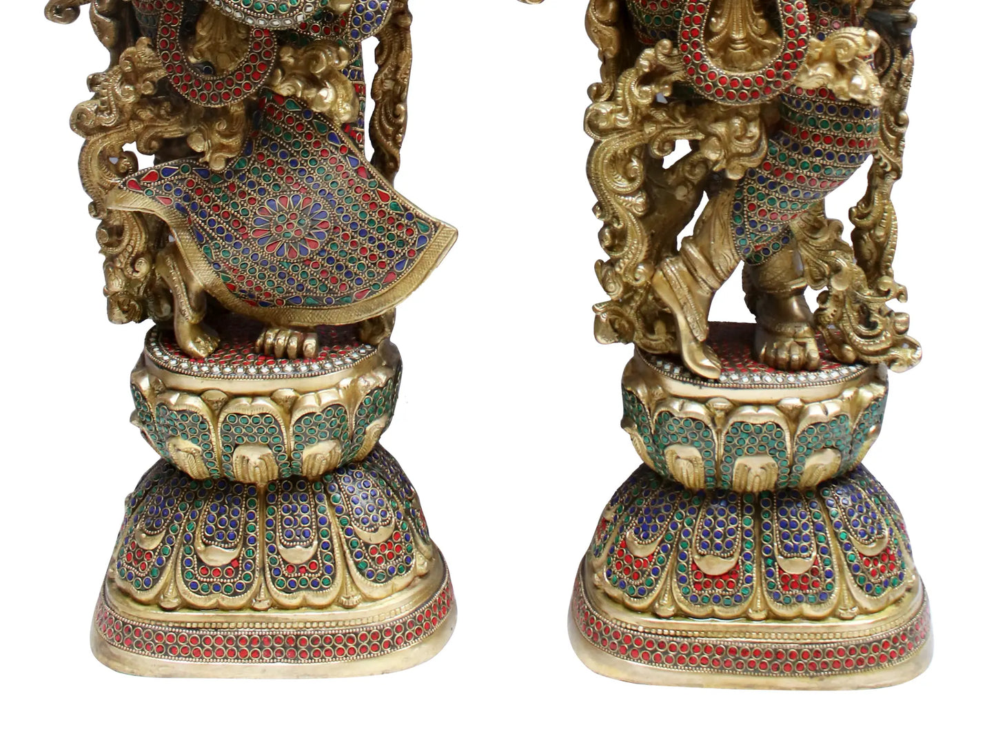Brassaura® Brass Radha Krishna Statue with Inlay Work | Height 28.94 Inches & Weight 33.40 kg