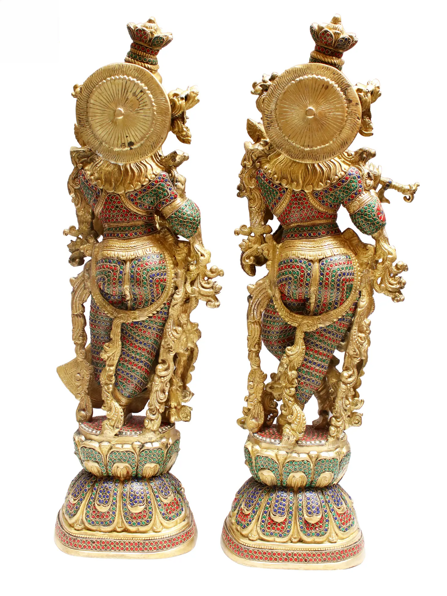 Brassaura® Brass Radha Krishna Statue with Inlay Work | Height 28.94 Inches & Weight 33.40 kg