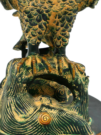 Brassaura® Regal Eagle on Stump | Brass Statue | Height 14.96 Inches & Weight 10.74 Kgs