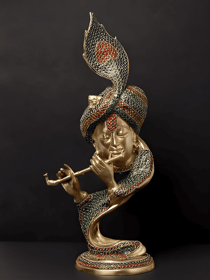 Brassaura™ Lord Krishna Brass Idol | Pure Brass | Height 52 cm & Weight 7.94 Kgs