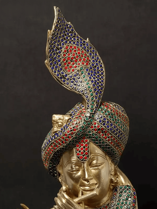 Brassaura™ Lord Krishna Brass Idol | Pure Brass | Height 52 cm & Weight 7.94 Kgs