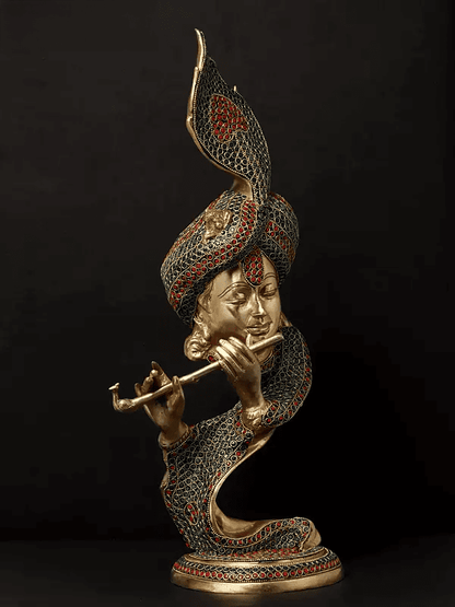 Brassaura™ Lord Krishna Brass Idol | Pure Brass | Height 52 cm & Weight 7.94 Kgs