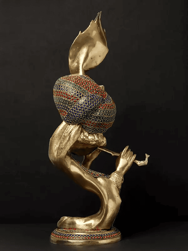 Brassaura™ Lord Krishna Brass Idol | Pure Brass | Height 52 cm & Weight 7.94 Kgs