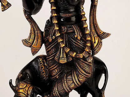 Brassaura® Brass Krishna Nandi Statue | Height 15 Inches & Weight 6.04 kg
