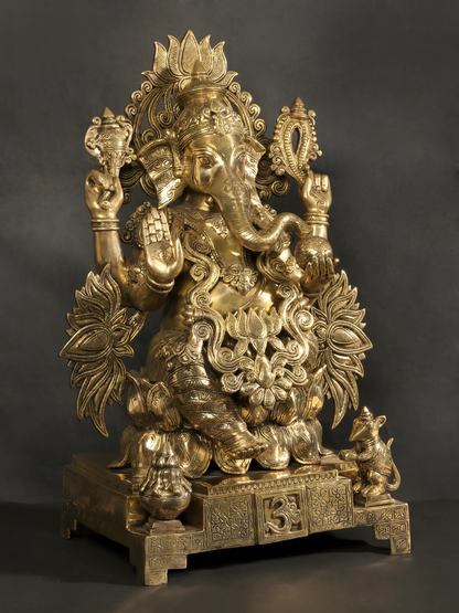 Brassaura™ Brass Ganesha Statue | Height 26 Inches & Weight 33 kgs