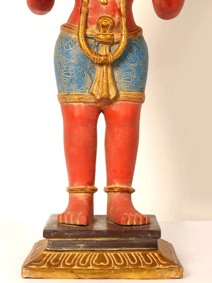 Brassaura® भगवान हनुमान आशीर्वाद मुद्रा में खड़े | हस्तनिर्मित पीतल की मूर्ति | ऊँचाई 23 इंच और वज़न 12.85 किलोग्राम