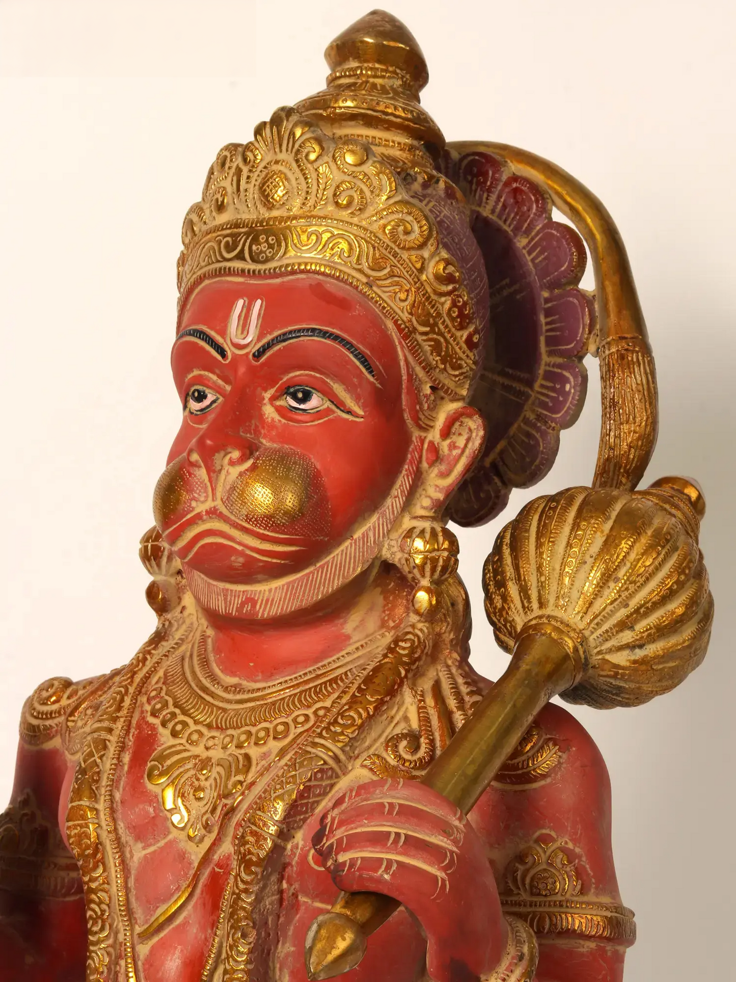 Brassaura® भगवान हनुमान आशीर्वाद मुद्रा में खड़े | हस्तनिर्मित पीतल की मूर्ति | ऊँचाई 23 इंच और वज़न 12.85 किलोग्राम