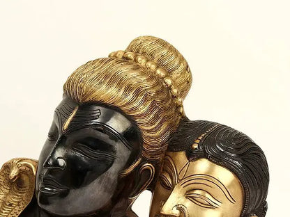 Brassaura® Brass Shiv Parvati Modern Art Sculpture | Height 9.5 Inches & Weight 4.52 kg