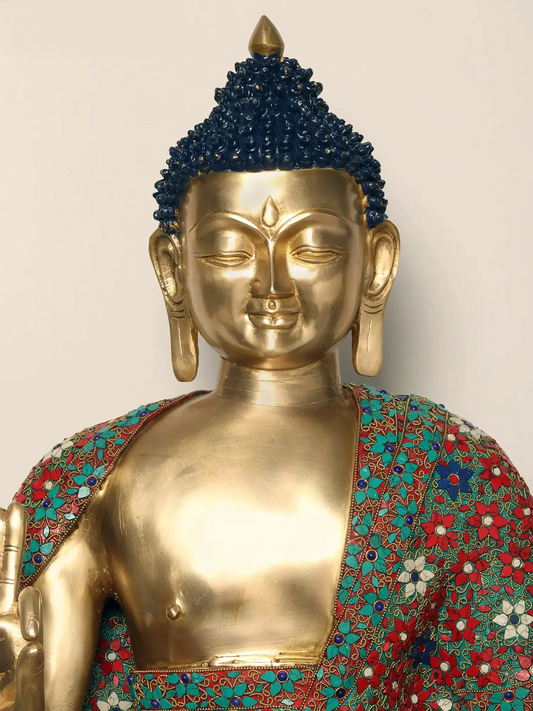 ब्रासुरा® जड़ाऊ काम वाली पीतल की मूर्ति | ऊंचाई 38 इंच और वज़न 66.20 किलोग्राम