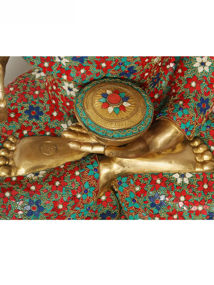 ब्रासुरा® जड़ाऊ काम वाली पीतल की मूर्ति | ऊंचाई 38 इंच और वज़न 66.20 किलोग्राम