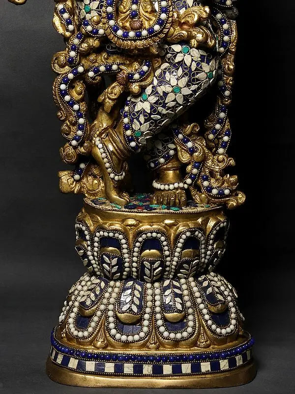 Brassaura® Brass Krishna Nandi Statue | Height 30 Inches & Weight 17.20 kg