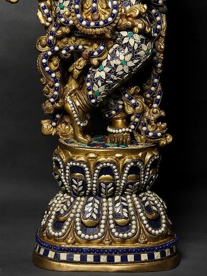 Brassaura® Brass Krishna Nandi Statue | Height 30 Inches & Weight 17.20 kg