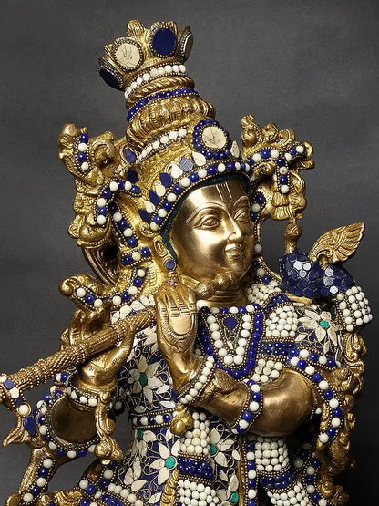 Brassaura® Brass Krishna Nandi Statue | Height 30 Inches & Weight 17.20 kg