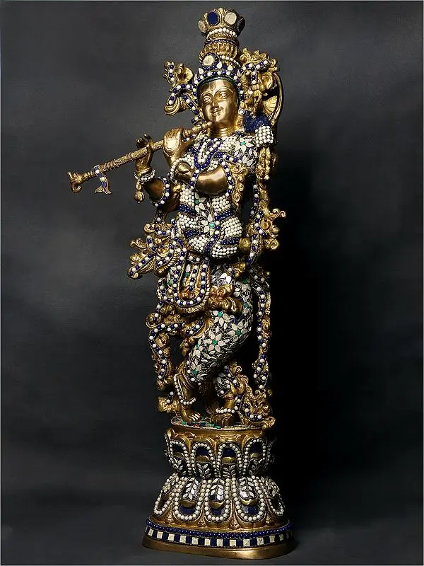 Brassaura® Brass Krishna Nandi Statue | Height 30 Inches & Weight 17.20 kg