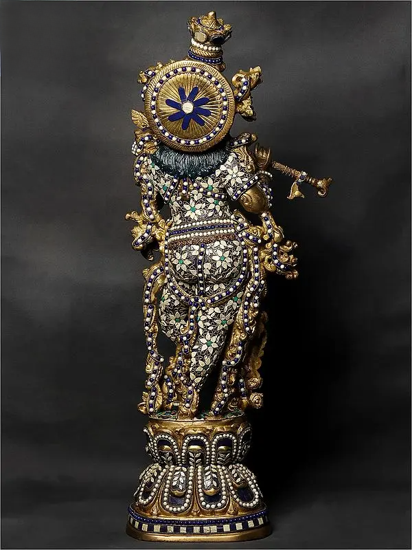 Brassaura® Brass Krishna Nandi Statue | Height 30 Inches & Weight 17.20 kg
