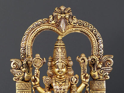 Brassaura® Lord Balaji Brass Statue with Arch | Height 14 Inches & Weight 4.80 kgs