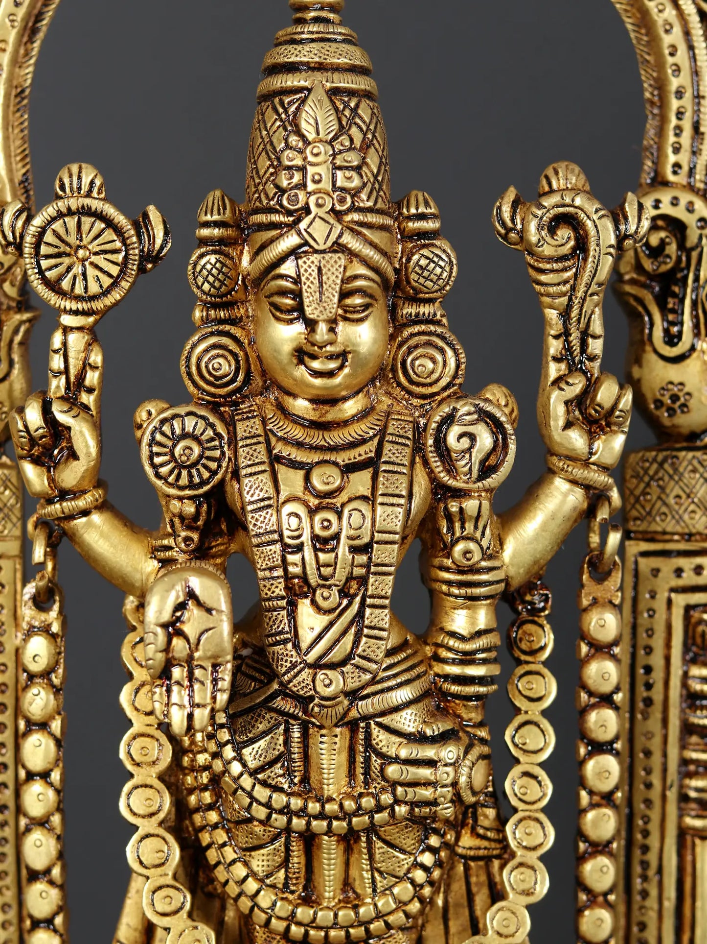 Brassaura® Lord Balaji Brass Statue with Arch | Height 14 Inches & Weight 4.80 kgs
