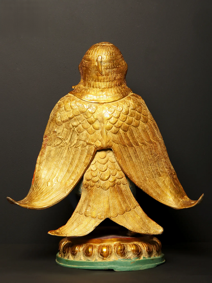 ब्रॉस्योर्रा® गरुड़ पीतल की प्रतिमा हाथ से चित्रित फिनिश के साथ | ऊंचाई 21 इंच और वजन 16.95 किलोग्राम