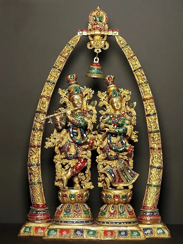 Brassaura® Brass Radha Krishna Statue | Height 45 Inches & Weight 76.50 kg