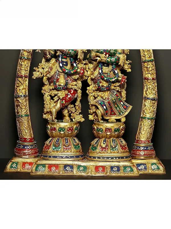 Brassaura® Brass Radha Krishna Statue | Height 45 Inches & Weight 76.50 kg