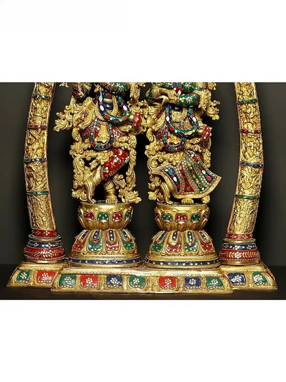 Brassaura® Brass Radha Krishna Statue | Height 45 Inches & Weight 76.50 kg