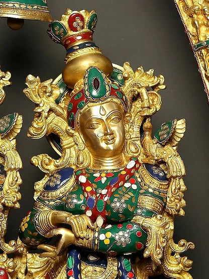 Brassaura® Brass Radha Krishna Statue | Height 45 Inches & Weight 76.50 kg