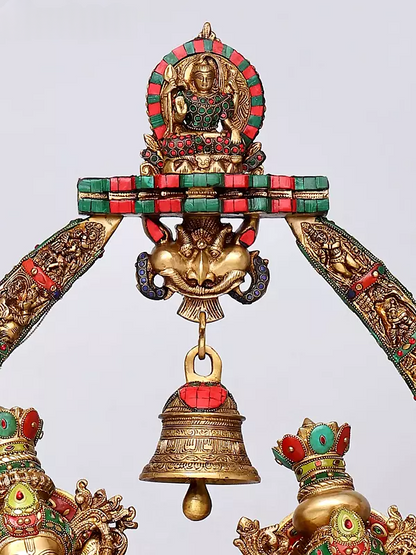 Brassaura® Radha Krishna Standing Idol with Multi-Color Inlay Finish | Pure Superfine Brass Handcrafted Murti | Brass Statue for Home Temple, Pooja Room | Height 45.5 Inches | Weight 76.5 Kgs