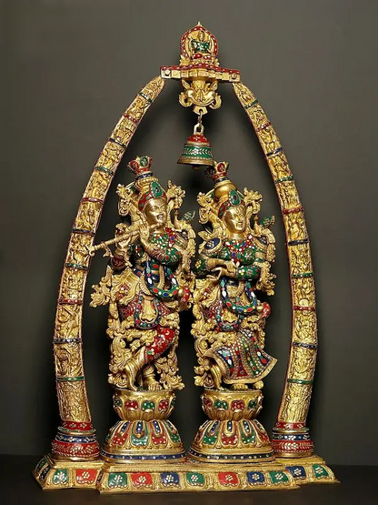 Brassaura® Brass Radha Krishna Statue | Height 45 Inches & Weight 76.50 kg