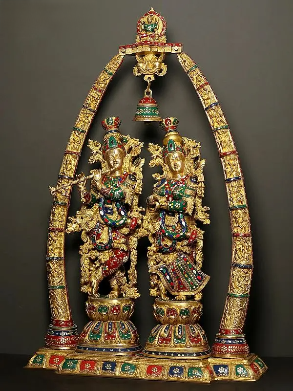 Brassaura® Brass Radha Krishna Statue | Height 45 Inches & Weight 76.50 kg