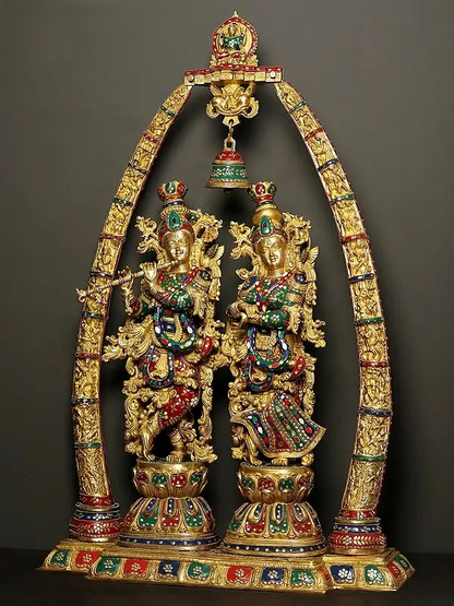 Brassaura® Brass Radha Krishna Statue | Height 45 Inches & Weight 76.50 kg