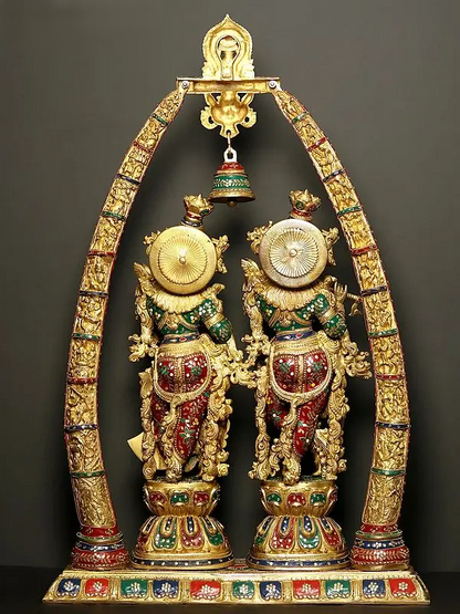 Brassaura® Brass Radha Krishna Statue | Height 45 Inches & Weight 76.50 kg