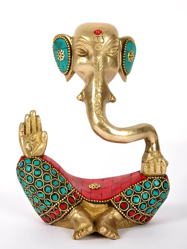 Brassaura® Brass Statue with Inlay Work | Height 5.9 Inches