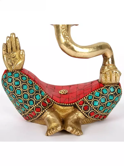 Brassaura® Brass Statue with Inlay Work | Height 5.9 Inches
