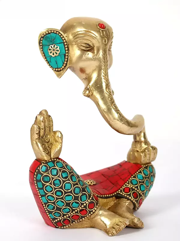 Brassaura® Brass Statue with Inlay Work | Height 5.9 Inches