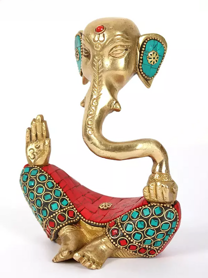 Brassaura® Brass Statue with Inlay Work | Height 5.9 Inches