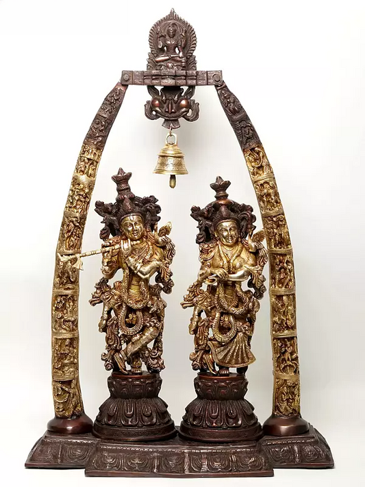 Brassaura® Brass Radha Krishna Statue | Height 36 Inches & Weight 37.60 kg