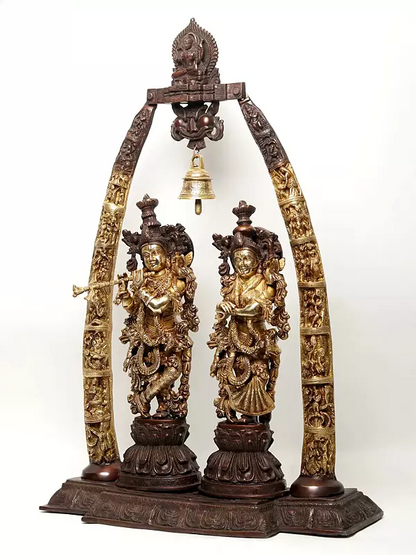 Brassaura® Brass Radha Krishna Statue | Height 36 Inches & Weight 37.60 kg