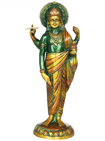 ब्रसौरा® भगवान धन्वंतरि प्रतिमा | पीतल की मूर्ति | ऊंचाई 11.2 इंच और वज़न 2.40 किलोग्राम