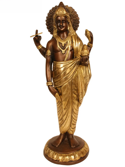ब्रॉसौरा® भगवान धन्वंतरि प्रतिमा | पीतल की मूर्ति | ऊंचाई 11.2 इंच और वज़न 2.40 किलोग्राम