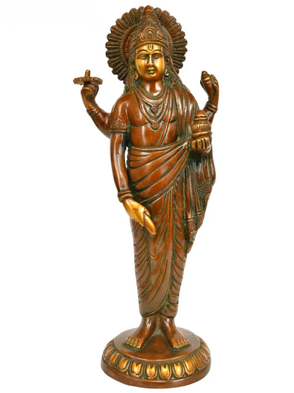 ब्रैसौरा® भगवान धन्वंतरि प्रतिमा | पीतल की प्रतिमा | ऊँचाई 11.2 इंच और वज़न 2.40 किलोग्राम